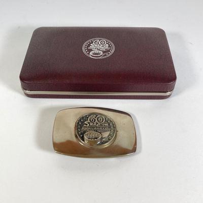 LOT 158: Snap-on 60th Anniversary Commemorative Limited Edition Coin and Knife Set with 60th Anniversary Belt Buckle
