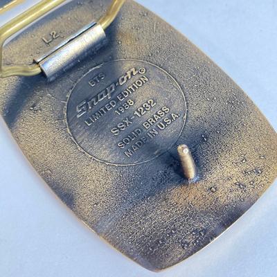 LOT 161: Snap-on 70th Anniversary and Leading the Way Brass Belt Buckles