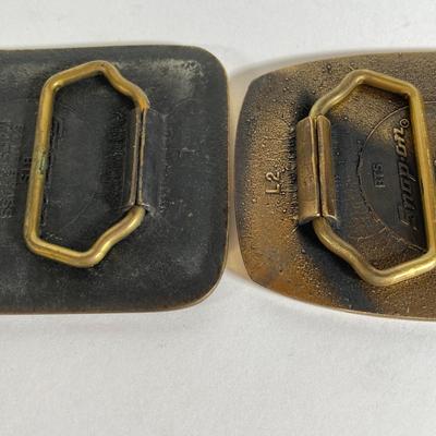 LOT 161: Snap-on 70th Anniversary and Leading the Way Brass Belt Buckles