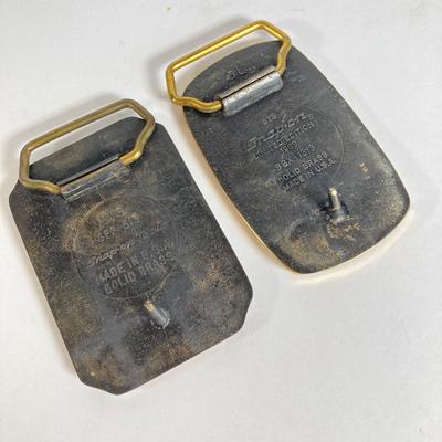 LOT 190: Brass Belt Buckles - Snap-on and Movin Proud