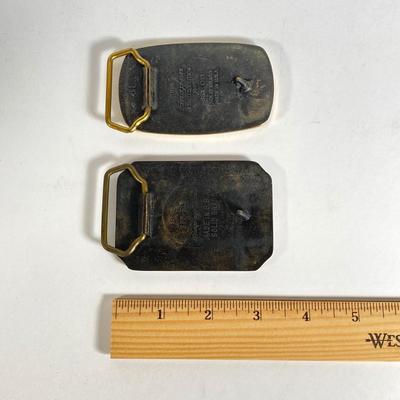 LOT 190: Brass Belt Buckles - Snap-on and Movin Proud