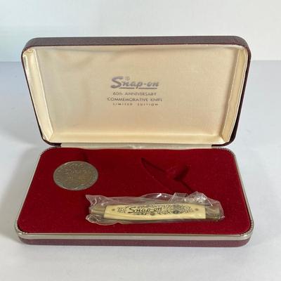 LOT 191: Snap-on 60th Anniversary Commemorative Knife / Coin Set with 60th Anniversary Belt Buckle
