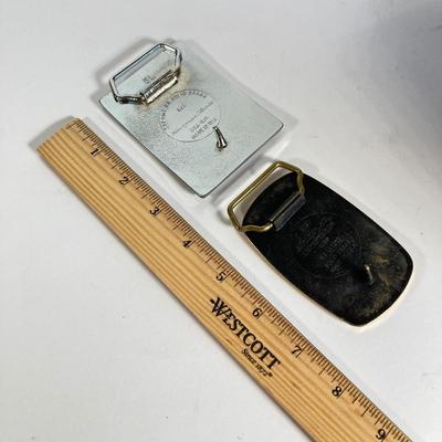 LOT 192: Snap-on Belt Buckles - Drivin Proud Brass and Runnin Strong with Team Snap-on Chrome on Brass