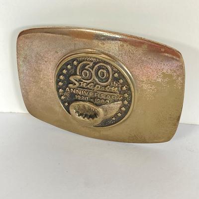 LOT 193: Pair of Snap-on Belt Buckles - 60th Anniversary and Snap-on (Chrome and Bronze)
