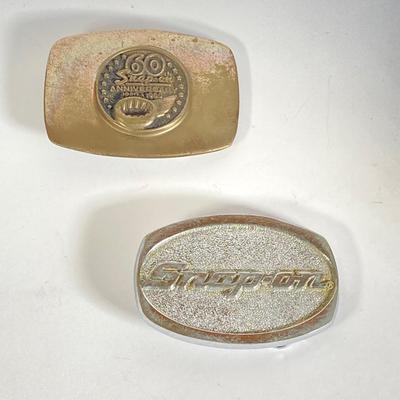 LOT 193: Pair of Snap-on Belt Buckles - 60th Anniversary and Snap-on (Chrome and Bronze)