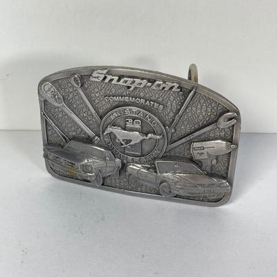 LOT 197: Ford and Snap-on Collection - Commemorative Mustang Belt Buckle, American Classics Decal, Victorino Switzerland Knives and...