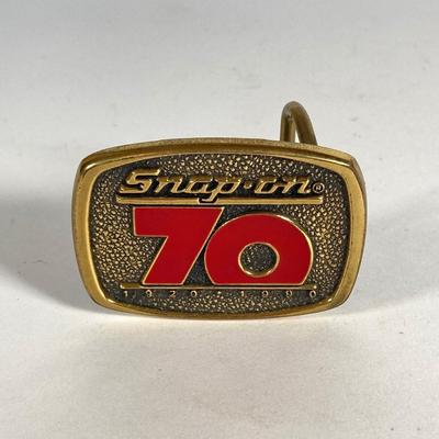 LOT 198: Snap-on Salutes 40 Years of Corvettes Limited Edition Numbered Belt Buckle and 70 Year Anniversary Belt Buckle