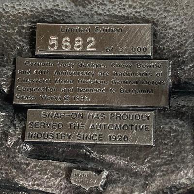 LOT 198: Snap-on Salutes 40 Years of Corvettes Limited Edition Numbered Belt Buckle and 70 Year Anniversary Belt Buckle