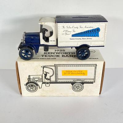 LOT 200: Salem County Fair Association Ertl 1925 Kenworth Toy Truck Bank, Sovereign Toy Truck and Miniature Dupont #24 Tractor Trailer...