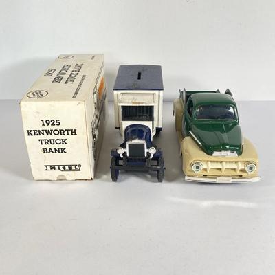 LOT 200: Salem County Fair Association Ertl 1925 Kenworth Toy Truck Bank, Sovereign Toy Truck and Miniature Dupont #24 Tractor Trailer...