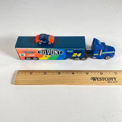 LOT 200: Salem County Fair Association Ertl 1925 Kenworth Toy Truck Bank, Sovereign Toy Truck and Miniature Dupont #24 Tractor Trailer...