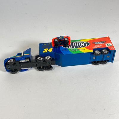 LOT 200: Salem County Fair Association Ertl 1925 Kenworth Toy Truck Bank, Sovereign Toy Truck and Miniature Dupont #24 Tractor Trailer...