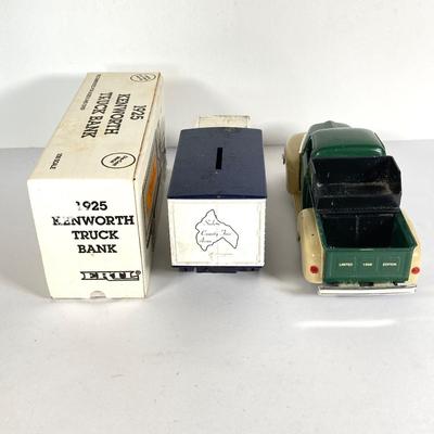 LOT 200: Salem County Fair Association Ertl 1925 Kenworth Toy Truck Bank, Sovereign Toy Truck and Miniature Dupont #24 Tractor Trailer...