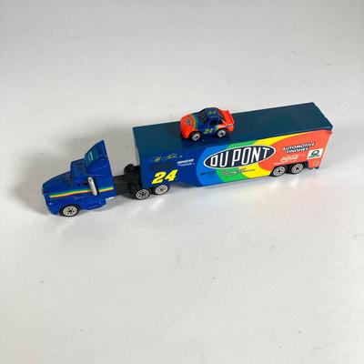 LOT 200: Salem County Fair Association Ertl 1925 Kenworth Toy Truck Bank, Sovereign Toy Truck and Miniature Dupont #24 Tractor Trailer...