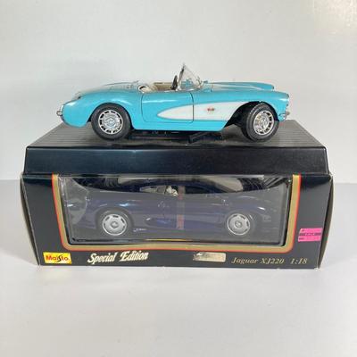 LOT 204: Collectible Diecast Cars - 1957 Chevrolet Corvette and Maisto 1992 Jaguar XJ220 in Original Box