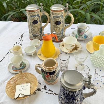 Pyrex, enamel cookware, beer steins