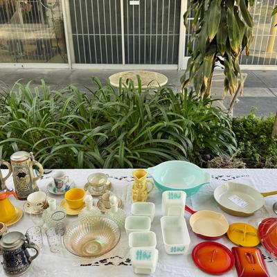 Pyrex, enamel cookware, beer steins
