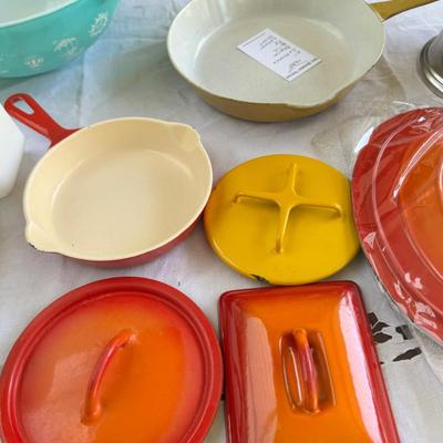 Pyrex, enamel cookware, beer steins