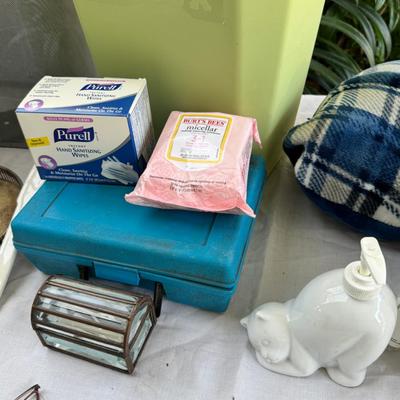 Hygiene lot soaps, hamper, trash cans mop bucket