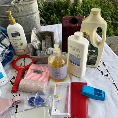Hygiene lot soaps, hamper, trash cans mop bucket