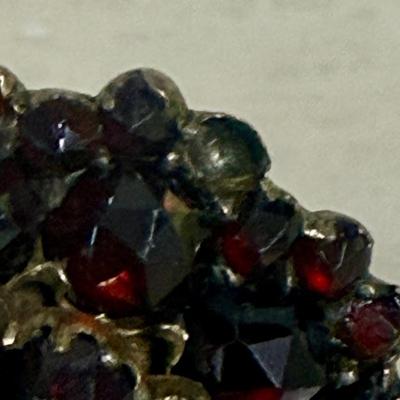 Vintage Gold Tone Garnet Choker Necklace and Earrings
