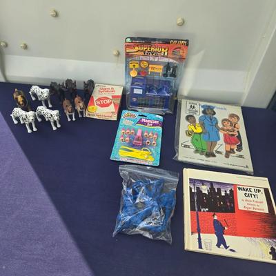 Sale Photo Thumbnail #12: Toy lot with Poluce Station, fake fingernails,puzzle, book,toy soldiers