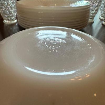IRIDESCENT FEDERAL GLASSWARE IN "MOONGLOW" PATTERN WITH THUMBPRINT TUMBLERS