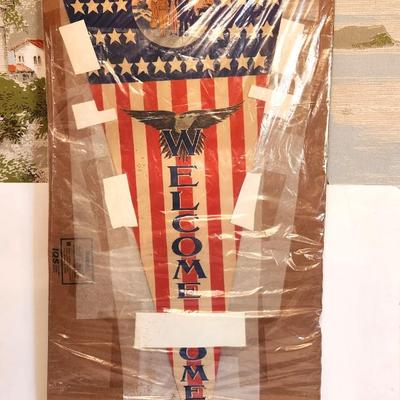 Lot #162 World War II Welcome Home Banner, c. 1945 - excellent condition