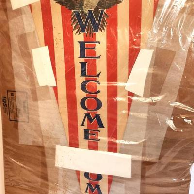 Lot #162 World War II Welcome Home Banner, c. 1945 - excellent condition