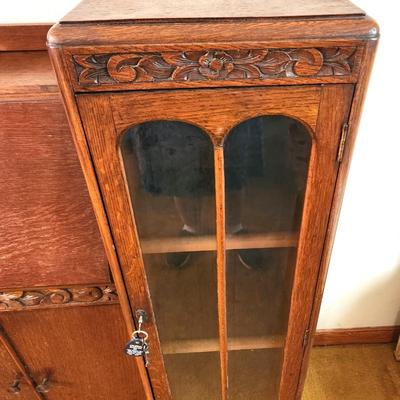 Lot #166 Oak Art Nouveau Drop down desk with Double Bookcase - ca. 1910