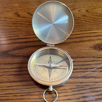 ANTIQUE CHEVALIER PARIS BINOCULARS, COMPASS AND WOODEN BOX