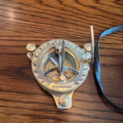 PITTSBURGH GOLD TONE NAUTICAL SUNDIAL AND COMPASS PLUS BINOCULARS