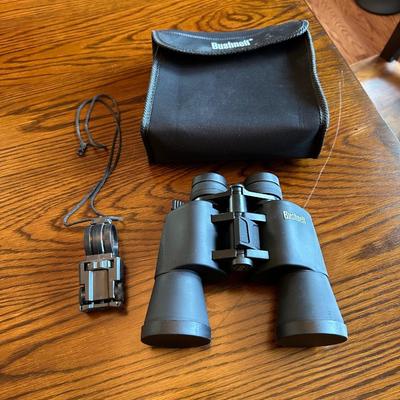 BUSHNELL 10X-30X50 BINOCULARS AND A MILITARY STYLE SURVIVAL TOOL