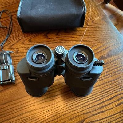 BUSHNELL 10X-30X50 BINOCULARS AND A MILITARY STYLE SURVIVAL TOOL