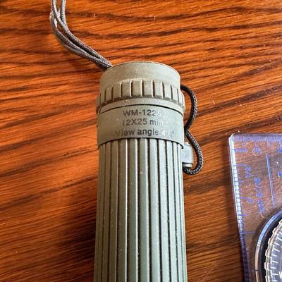 BAUSCH & LOMB 12X25 BINOCULARS, WINCHESTER MONOCULAR SPOTTING SCOPE & COMPASS