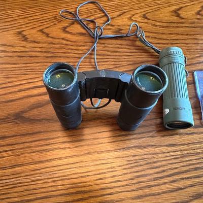 BAUSCH & LOMB 12X25 BINOCULARS, WINCHESTER MONOCULAR SPOTTING SCOPE & COMPASS