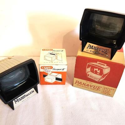Lot #168 Pana-Vue Slide Viewer in Box along with 2 other vintage slide viewers
