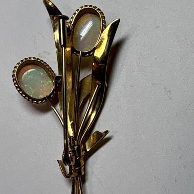 10K & Opal brooch