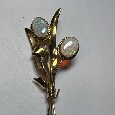 10K & Opal brooch