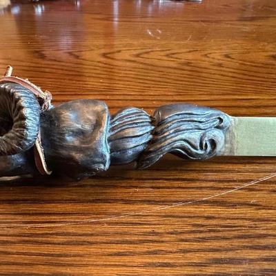 ORNATE DAGGER AND A RAM HEAD HANDLE FIXED BLADE KNIFE
