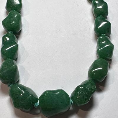 Genuine vintage Jade necklace with silver clasp