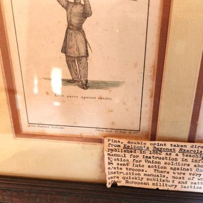 Lot #173 Vintage Double Framed Print - 1862 Bayonet Exercises