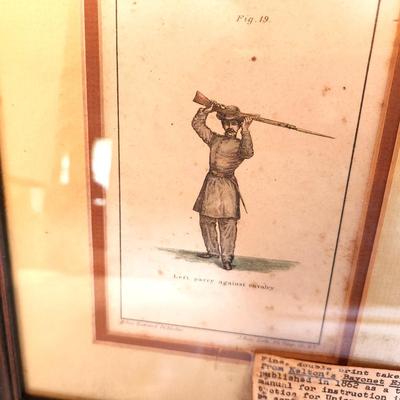 Lot #173 Vintage Double Framed Print - 1862 Bayonet Exercises