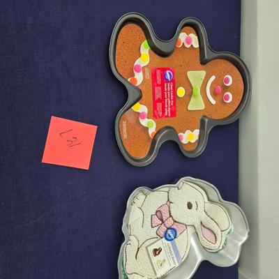 Sale Photo Thumbnail #38: 1 Gingerbread Boy Cookie pan & Easter Bunny Cake pan