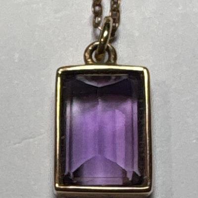 10K gold chain & purple stone pendant