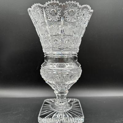 Ceska Cut Crystal Pedestal Vase