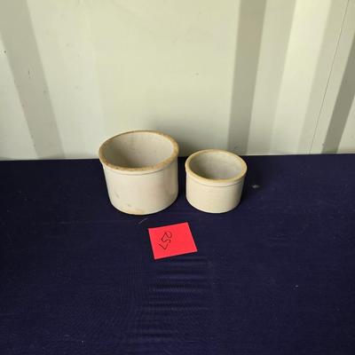 Sale Photo Thumbnail #88: 2 white crocks
No marking
5" tall
3" tall