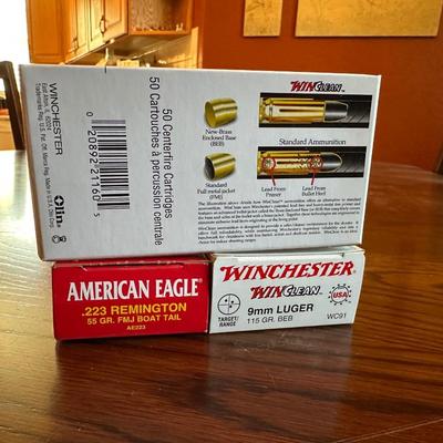 2 WINCHESTER 9MM LUGER & AMERICAN EAGLE .233 REMINGTON