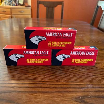 3 BOXES OF AMERICAN EAGLE .223 REMINGTON