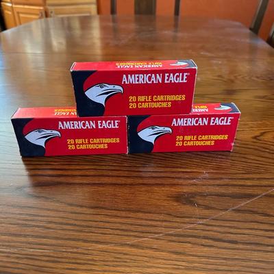 3 BOXES OF AMERICAN EAGLE .223 REMINGTON